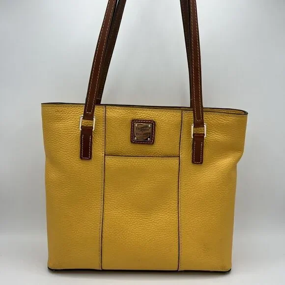 Dooney & Bourke Pebble Grain Small Lexington Tote - Mustard - Authentic - Picture 1 of 15